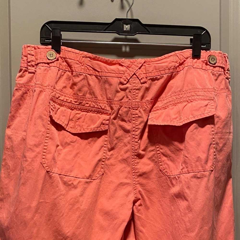 Coral Cotton Capri Pants Women Size 16W Cropped Summer Casual Pull On Style - Picture 8 of 8